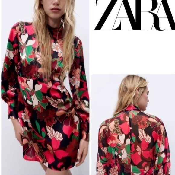 Zara Dresses & Skirts - Zara satin floral mini dress